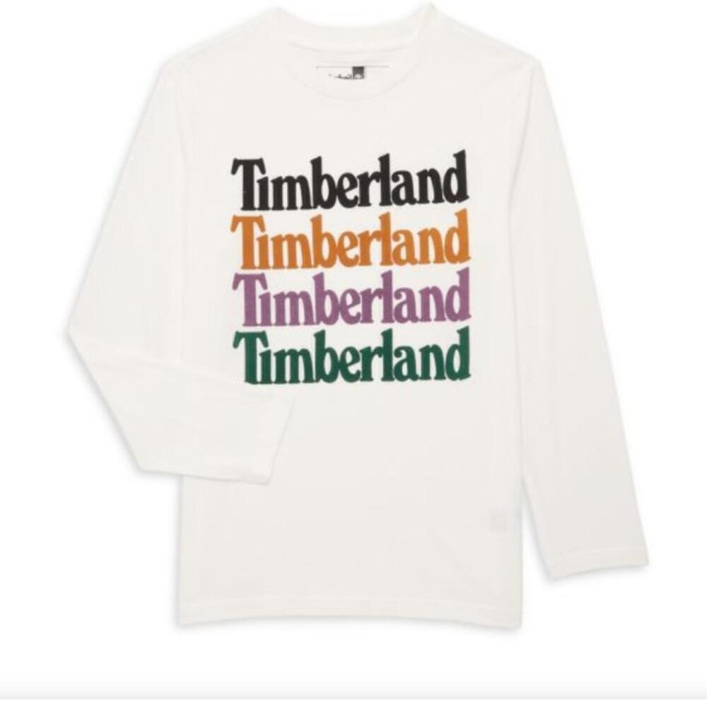 Timberland🔥‼️ Big Boys White Stacked Logo Boys Kids logo‎ T-SHIRT L14/16